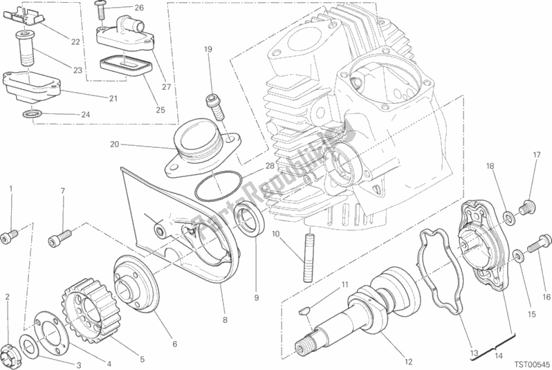 Alle onderdelen voor de Horizontaal Hoofdtimingsysteem van de Ducati Monster 659 Australia 2019